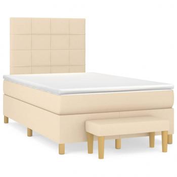 ARDEBO.de - Boxspringbett mit Matratze Creme 120x190 cm Stoff