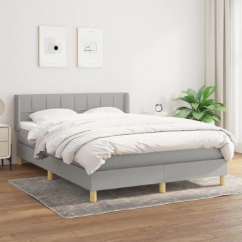 ARDEBO.de - Boxspringbett mit Matratze Hellgrau 140x190 cm Stoff