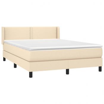 Boxspringbett mit Matratze Creme 140x190 cm Stoff