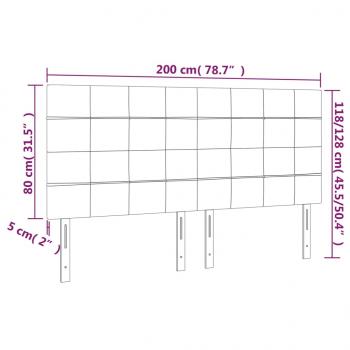 Kopfteile 4 Stk. Dunkelbraun 100x5x78/88 cm Stoff