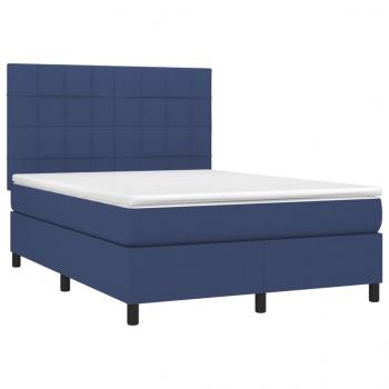 Boxspringbett mit Matratze & LED Blau 140x190 cm Stoff