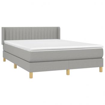 Boxspringbett mit Matratze Hellgrau 140x190 cm Stoff