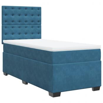 Boxspringbett mit Matratze Blau 90x190 cm Samt