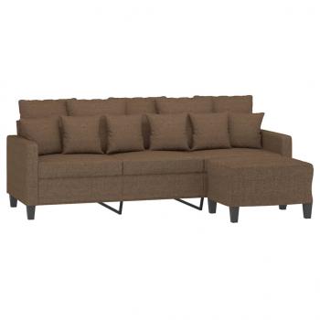 3-Sitzer-Sofa mit Hocker Braun 180 cm Stoff