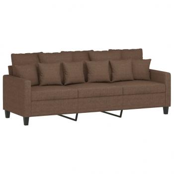 3-Sitzer-Sofa mit Hocker Braun 180 cm Stoff