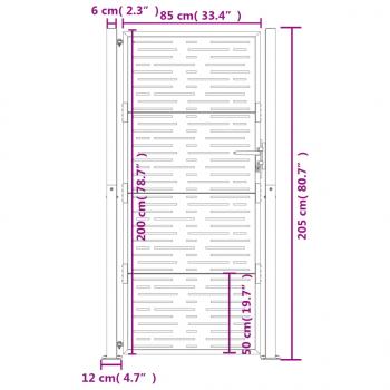 Gartentor 105x205 cm Cortenstahl Quadratisches Design