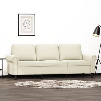 ARDEBO.de - 3-Sitzer-Sofa Creme 180 cm Samt