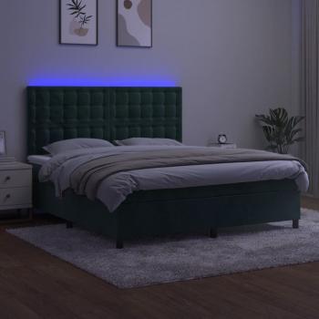 Boxspringbett mit Matratze & LED Dunkelgrün 180x200 cm Samt