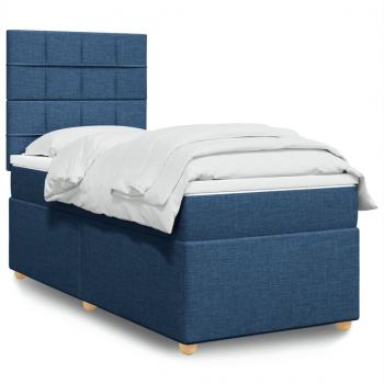 ARDEBO.de - Boxspringbett mit Matratze Blau 100x200 cm Stoff