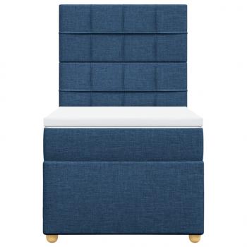 Boxspringbett mit Matratze Blau 100x200 cm Stoff