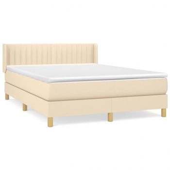 Boxspringbett mit Matratze Creme 140x190 cm Stoff