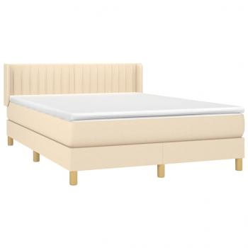 Boxspringbett mit Matratze Creme 140x190 cm Stoff