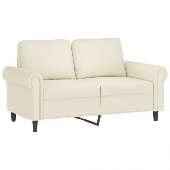 2-Sitzer-Sofa mit Zierkissen Creme 120 cm Samt