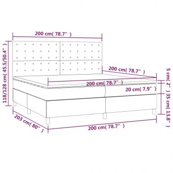 Boxspringbett mit Matratze Dunkelbraun 200x200 cm Stoff