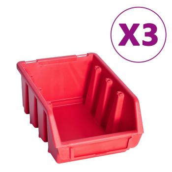 34-tlg. Behälter-Set für Kleinteile mit Wandplatten Rot Schwarz