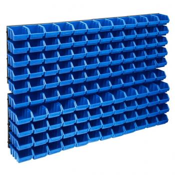 ARDEBO.de - 128-tlg. Behälter-Set für Kleinteile mit Wandplatten Blau