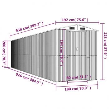 Geräteschuppen Grün 192x938x223 cm Verzinkter Stahl