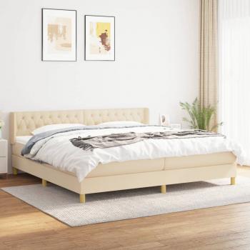 ARDEBO.de - Boxspringbett mit Matratze Creme 160x200 cm Stoff