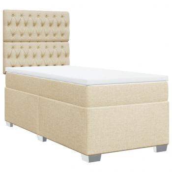 Boxspringbett mit Matratze Creme 80x200 cm Stoff