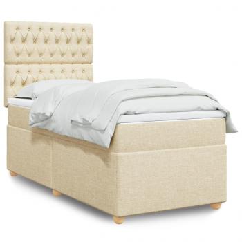 ARDEBO.de - Boxspringbett mit Matratze Creme 80x200 cm Stoff