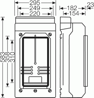 Hensel KV 9338 Zählergehäuse, HxBxT 583x295x182 mm, grau