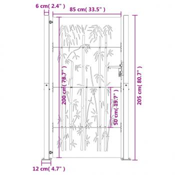 Gartentor 105x205 cm Cortenstahl Bambus-Design