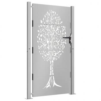 Gartentor 105x205 cm Cortenstahl Baum-Design