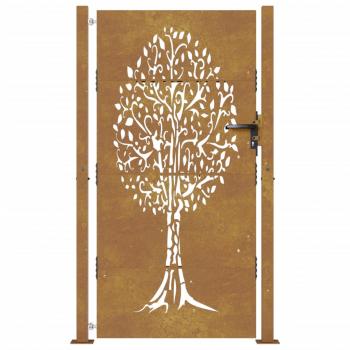 Gartentor 105x205 cm Cortenstahl Baum-Design