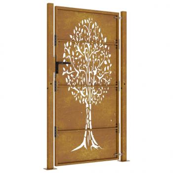 Gartentor 105x205 cm Cortenstahl Baum-Design