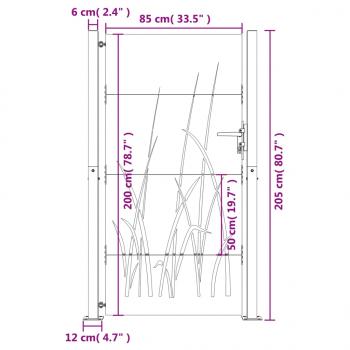 Gartentor 105x205 cm Cortenstahl Gras-Design