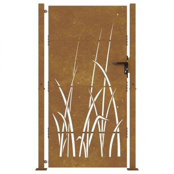 Gartentor 105x205 cm Cortenstahl Gras-Design