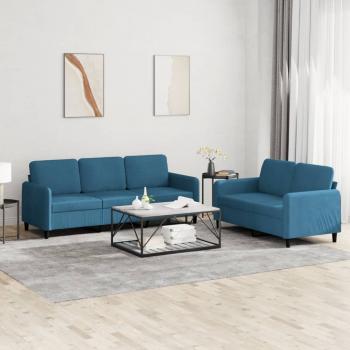 ARDEBO.de - 2-tlg. Sofagarnitur Blau Samt