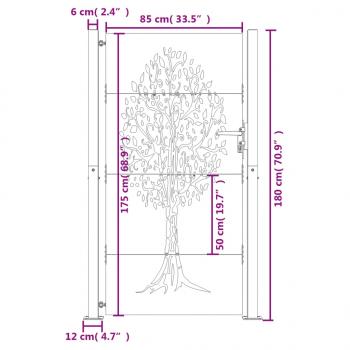 Gartentor 105x180 cm Cortenstahl Baum-Design