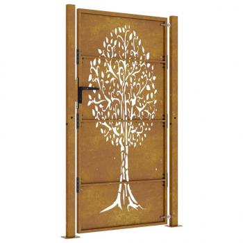 Gartentor 105x180 cm Cortenstahl Baum-Design