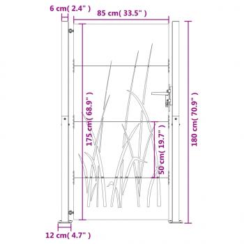 Gartentor 105x180 cm Cortenstahl Gras-Design