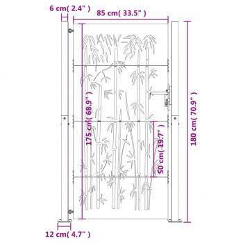 Gartentor 105x180 cm Cortenstahl Bambus-Design