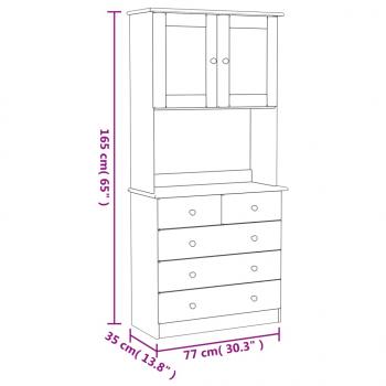 Highboard ALTA 77x35x165 cm Massivholz Kiefer