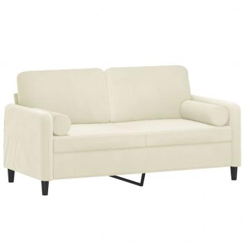 2-Sitzer-Sofa mit Zierkissen Creme 140 cm Samt