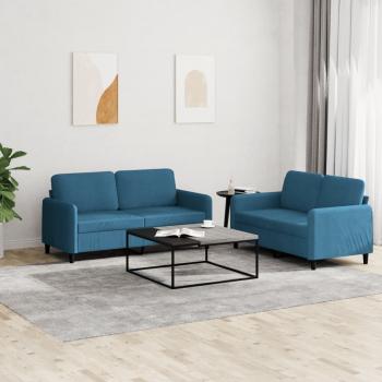 ARDEBO.de - 2-tlg. Sofagarnitur Blau Samt