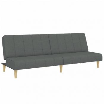 Schlafsofa 2-Sitzer mit Fußhocker Dunkelgrau Stoff