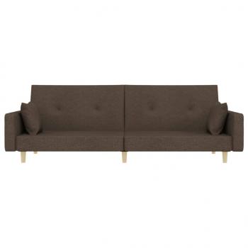 Schlafsofa 2-Sitzer mit 2 Kissen Taupe Stoff