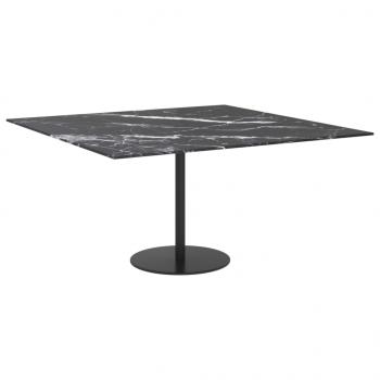 Tischplatte Schwarz 80x80 cm 6 mm Hartglas in Marmoroptik