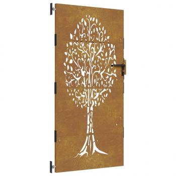 Gartentor 85x175 cm Cortenstahl Baum-Design