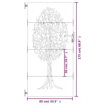 Gartentor 85x175 cm Cortenstahl Baum-Design