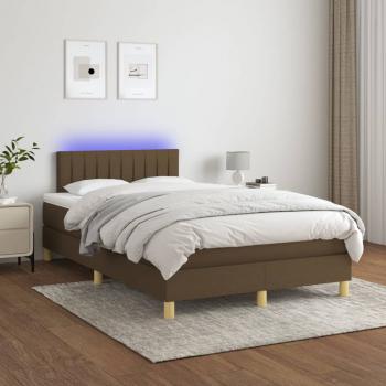 ARDEBO.de - Boxspringbett mit Matratze & LED Dunkelbraun 120x200 cm Stoff