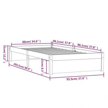 Massivholzbett 90x200 cm