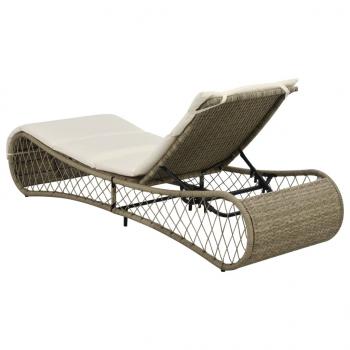 Sonnenliege mit Auflage Poly Rattan Grau