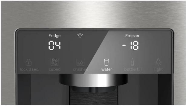 Bosch KFD96APEA Serie 6 Stand Kühl-Gefrierkombination, 90,5 cm breit, 574 L, Full No Frost, Eis-/Wasserspender, Wassertank, EcoMode, Home Connect, Gebürsteter Stahl AntiFingerprint