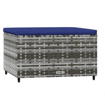 Gartenhocker mit Kissen 2 Stk. Grau Poly Rattan