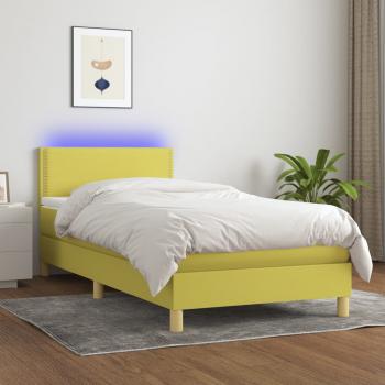 ARDEBO.de - Boxspringbett mit Matratze & LED Grün 100x200 cm Stoff